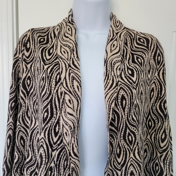 MOTH Anthropologie The Eyes Have It Brown And Cream Open Knit Cardigan Size L - Picture 2 of 11